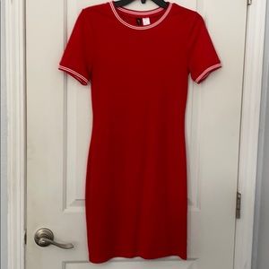 red “skater” dress